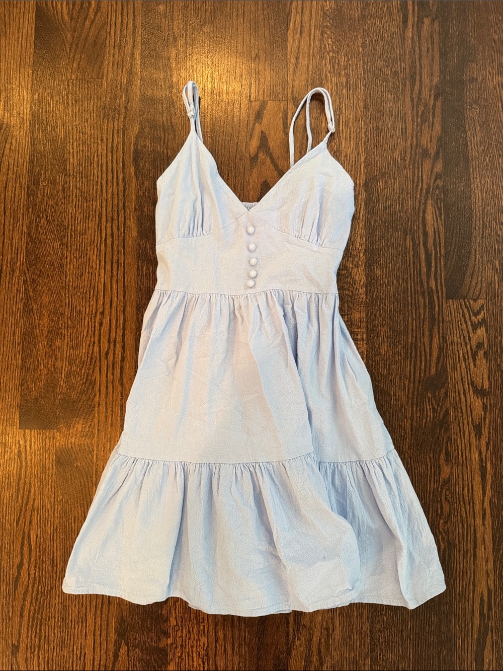 Zaful Pale Blue Tiered Button-Front Sundress